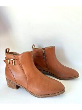 Blondo Sullivan Waterproof Ankle Boots Tan Brown Leather Womens Size 8